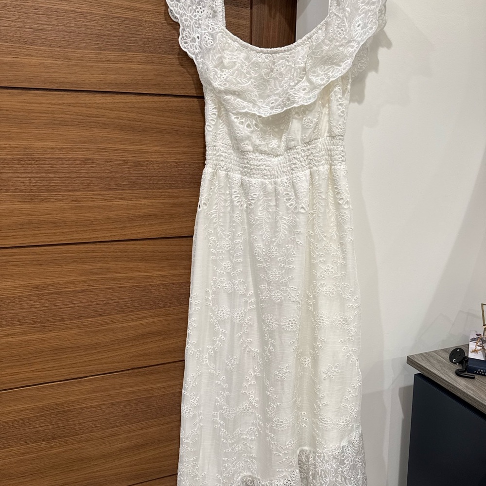 Bardot White Ruffled Tiered Sundress for Weddings